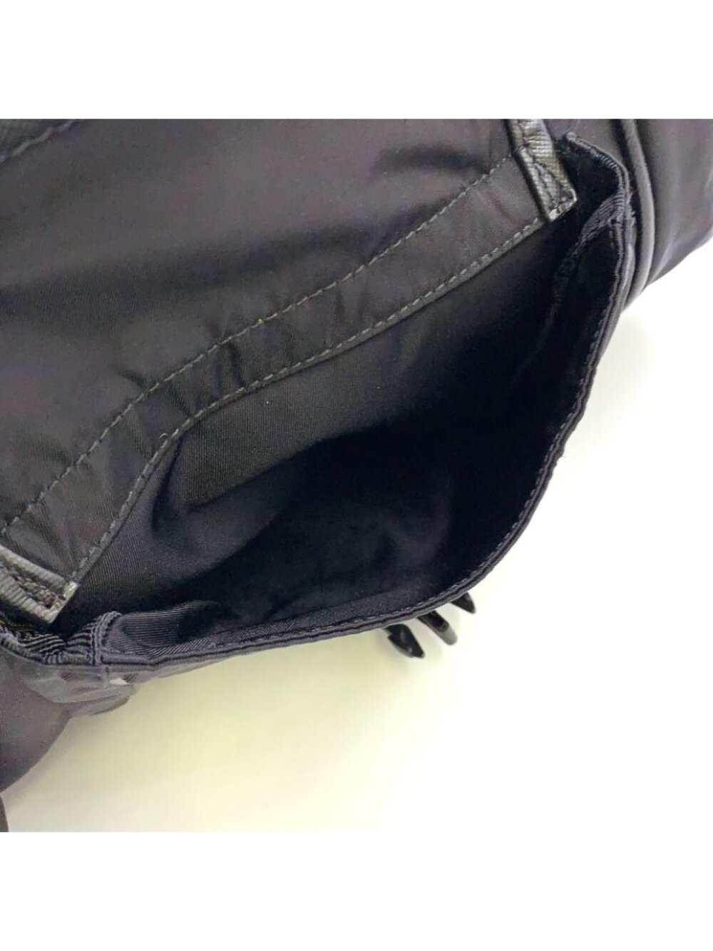 Prada 2-Way Shoulder Leather Nylon Black Handbag Silver - Picture 9 of 14